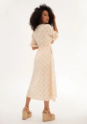 Liliane - Creamy floral muslin midi dress