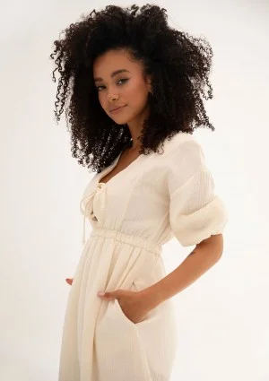 Liliane - Creamy muslin midi dress