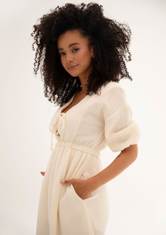 Liliane - Creamy muslin midi dress