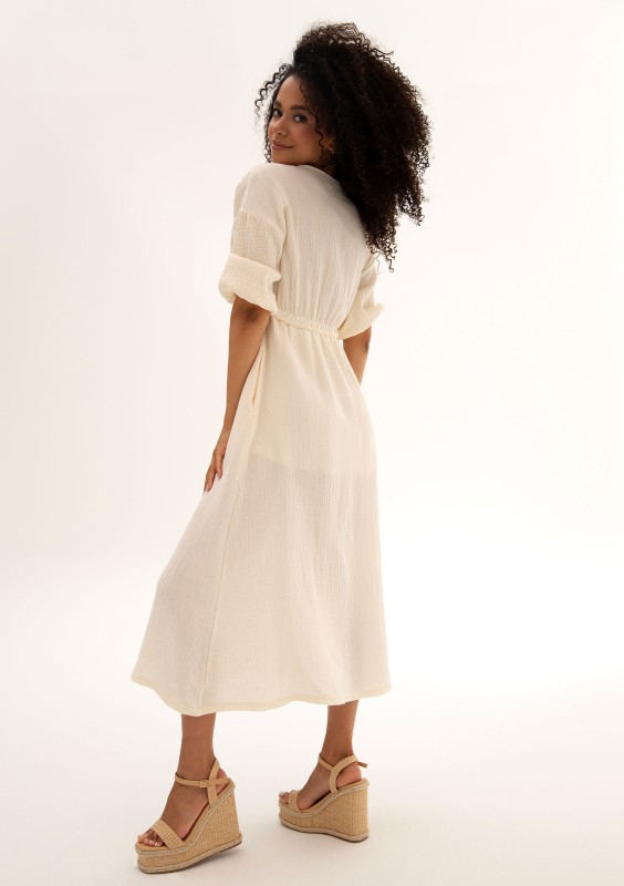 Liliane - Creamy muslin midi dress