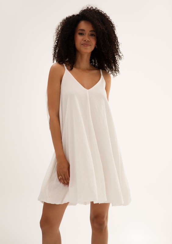 Lilu - White cotton summer mini dress