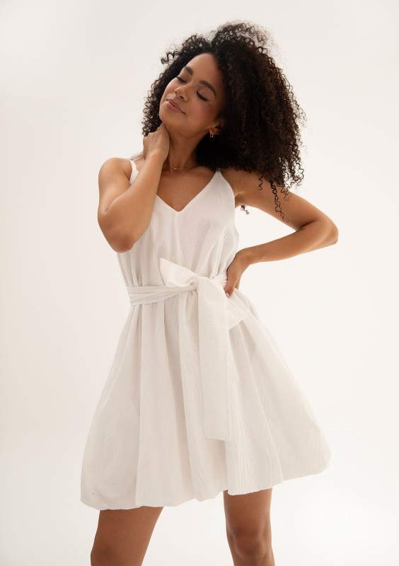 Lilu - White cotton summer mini dress
