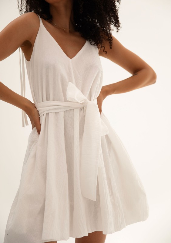 Lilu - White cotton summer mini dress