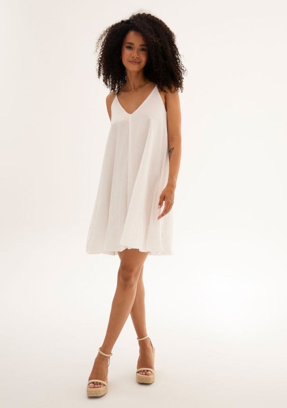 Lilu - White cotton summer mini dress