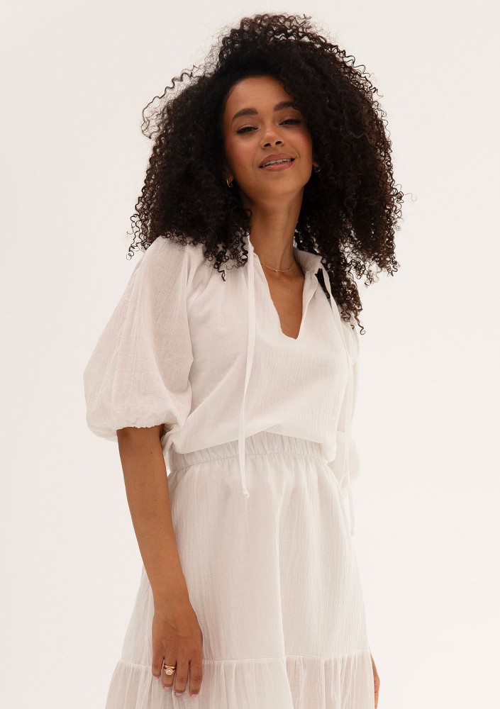 Soleil - White cotton summer blouse