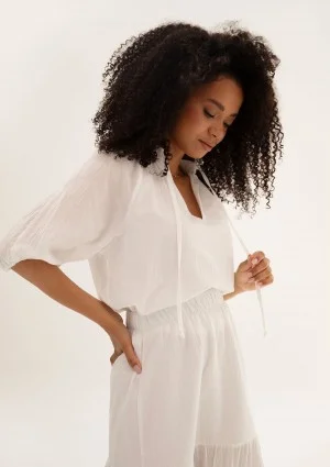 Soleil - White cotton summer blouse