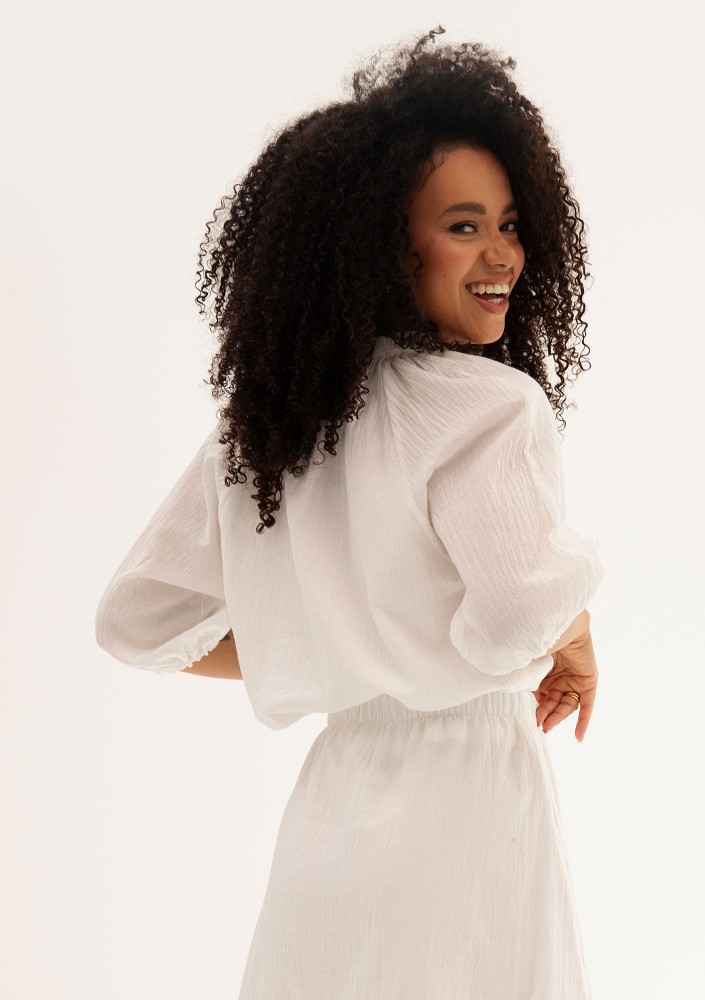 Soleil - White cotton summer blouse