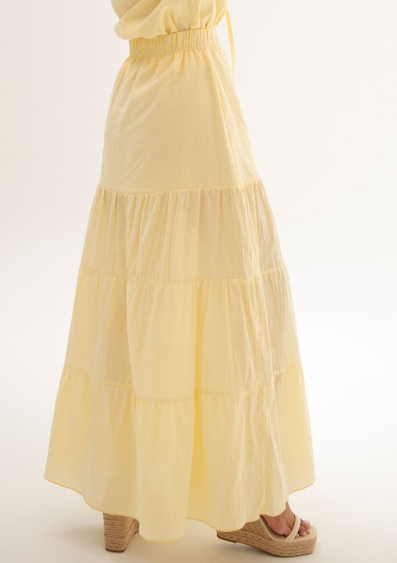 Soleil - Bawełniana spódnica boho maxi Bananowa