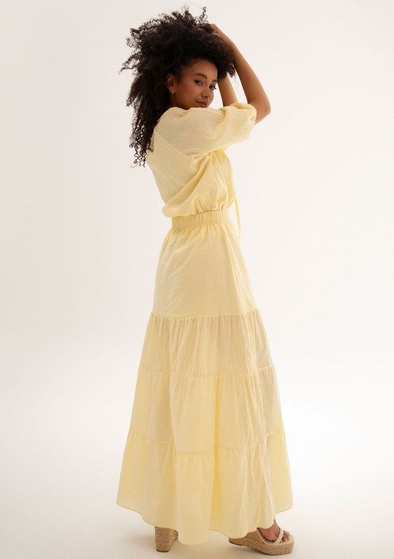 Soleil - Banana yellow cotton summer maxi skirt