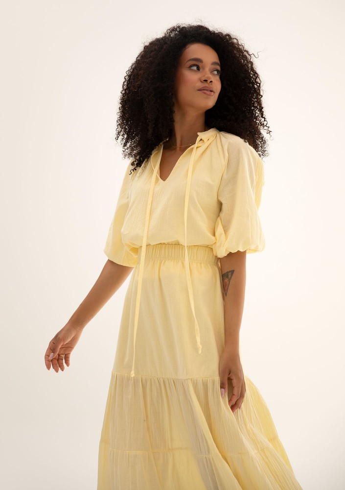 Soleil - Banana yellow cotton summer blouse