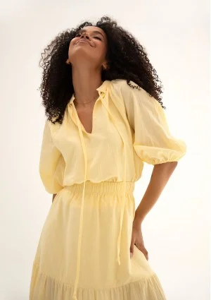 Soleil - Banana yellow cotton summer blouse
