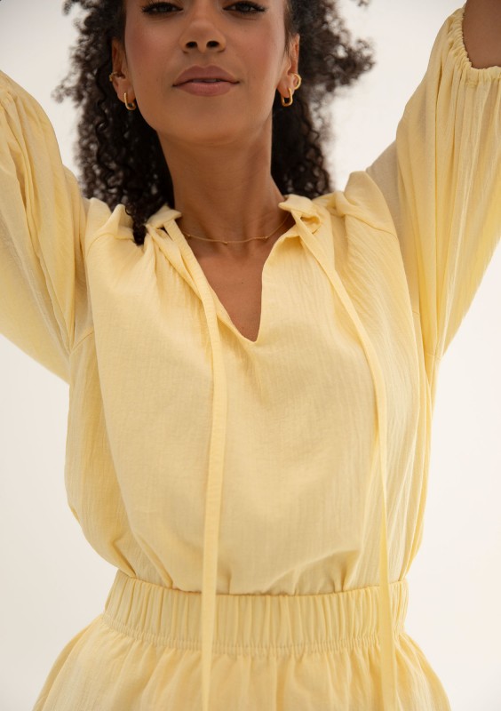 Soleil - Banana yellow cotton summer blouse