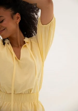 Soleil - Banana yellow cotton summer blouse