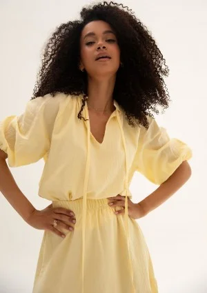 Soleil - Banana yellow cotton summer blouse