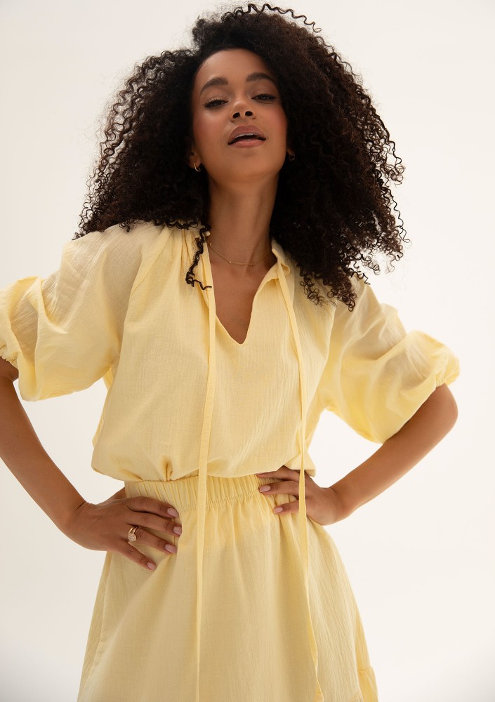 Soleil - Banana yellow cotton summer blouse