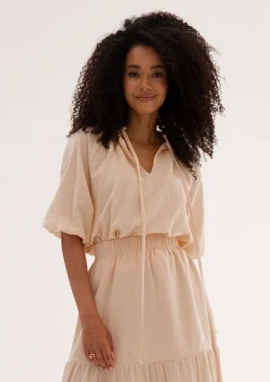 Soleil - Beige cotton summer blouse