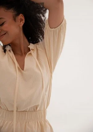 Soleil - Beige cotton summer blouse