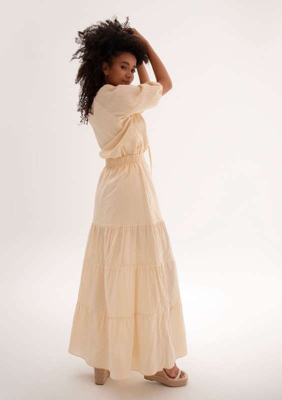 Soleil - Beige cotton summer blouse