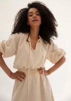 Soleil - Beige cotton summer blouse