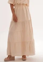 Soleil - Beige cotton summer maxi skirt