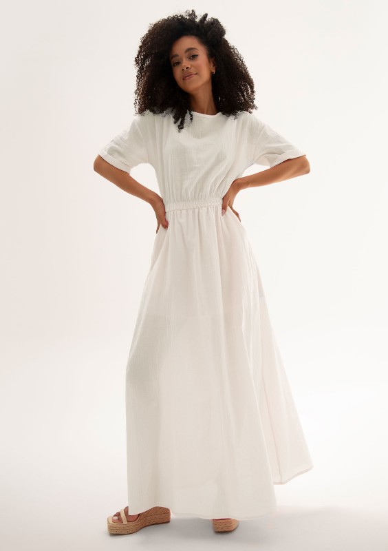 Eveil - White cotton summer maxi dress