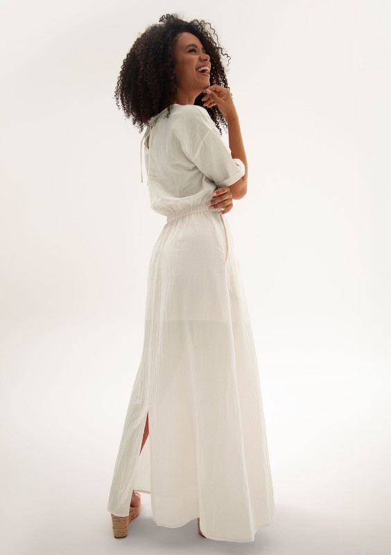 Eveil - White cotton summer maxi dress