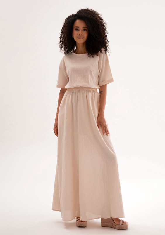 Eveil - Beige cotton summer maxi dress