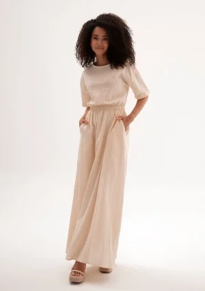 Eveil - Beige cotton summer maxi dress