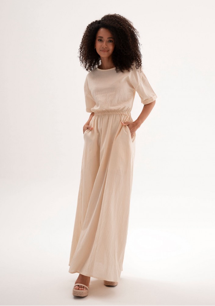 Eveil - Beige cotton summer maxi dress