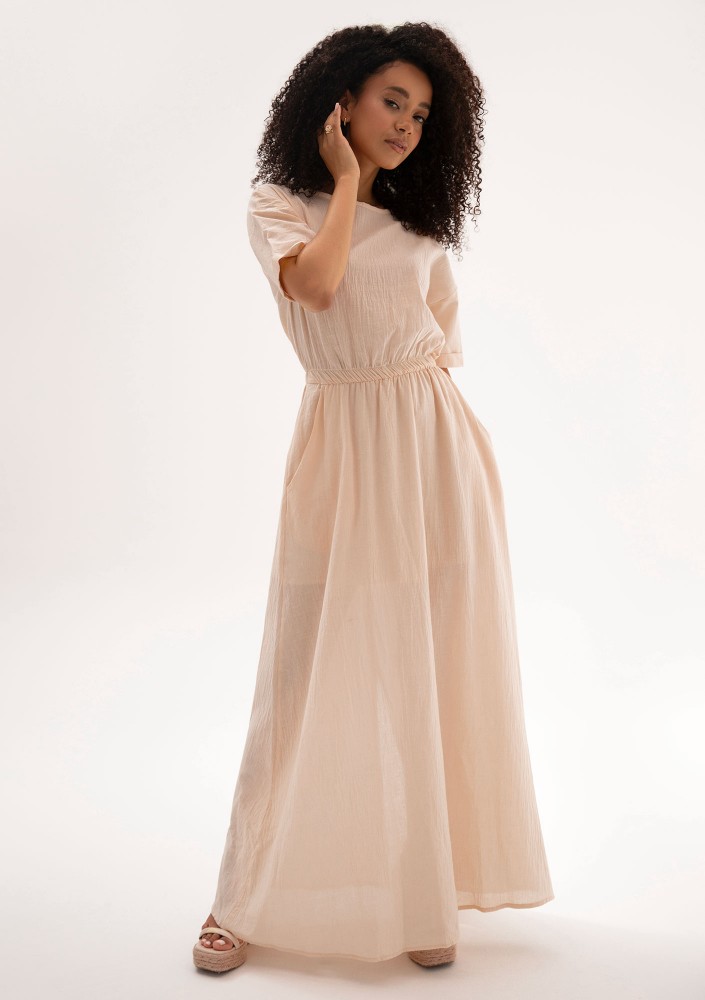 Eveil - Beige cotton summer maxi dress