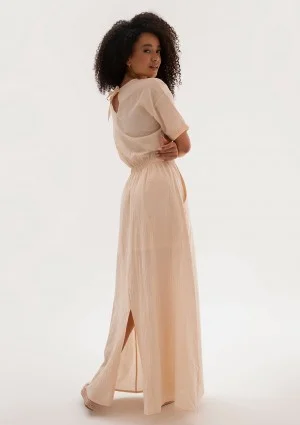 Eveil - Beige cotton summer maxi dress