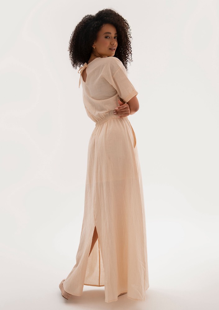 Eveil - Beige cotton summer maxi dress