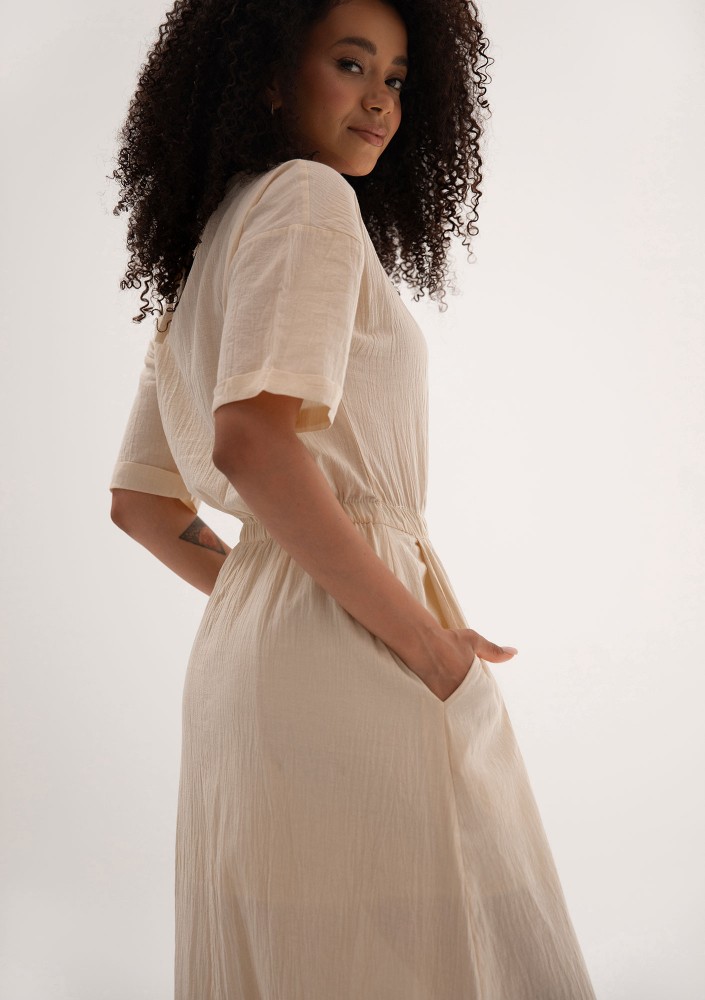 Eveil - Beige cotton summer maxi dress