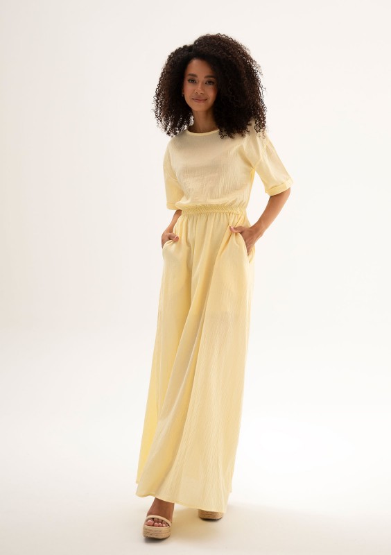 Eveil - Banana yellow cotton summer maxi dress