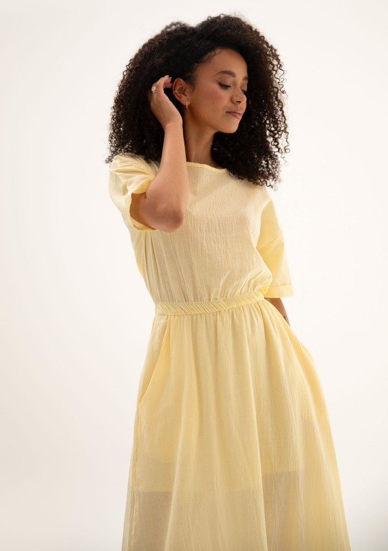 Eveil - Banana yellow cotton summer maxi dress