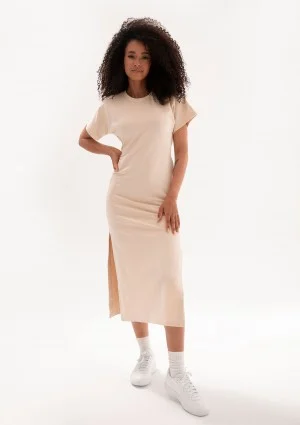 Everyday Dress - Oaty beige midi T-shirt dress