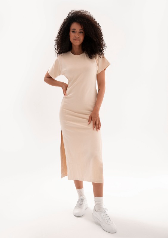 Everyday Dress - Oaty beige midi T-shirt dress