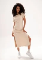 Everyday Dress - Oaty beige midi T-shirt dress