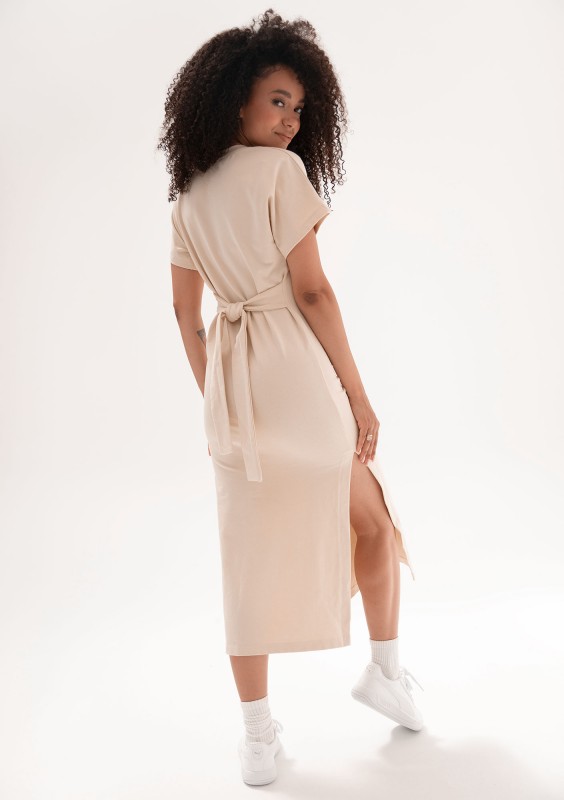 Everyday Dress - Oaty beige midi T-shirt dress