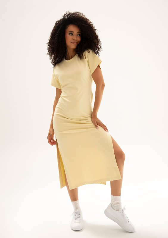 Everyday Dress - Butter yellow midi T-shirt dress