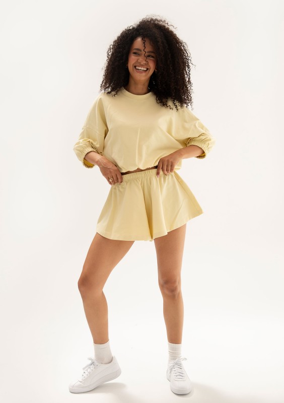 Softie - Cienka żółta bluza z bawełnianej dzianiny