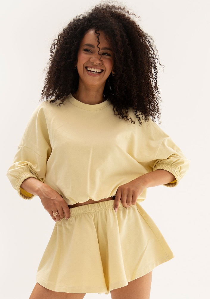 Softie - Cienka żółta bluza z bawełnianej dzianiny