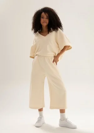 Cozy Flow - Creamy cotton culotte pants
