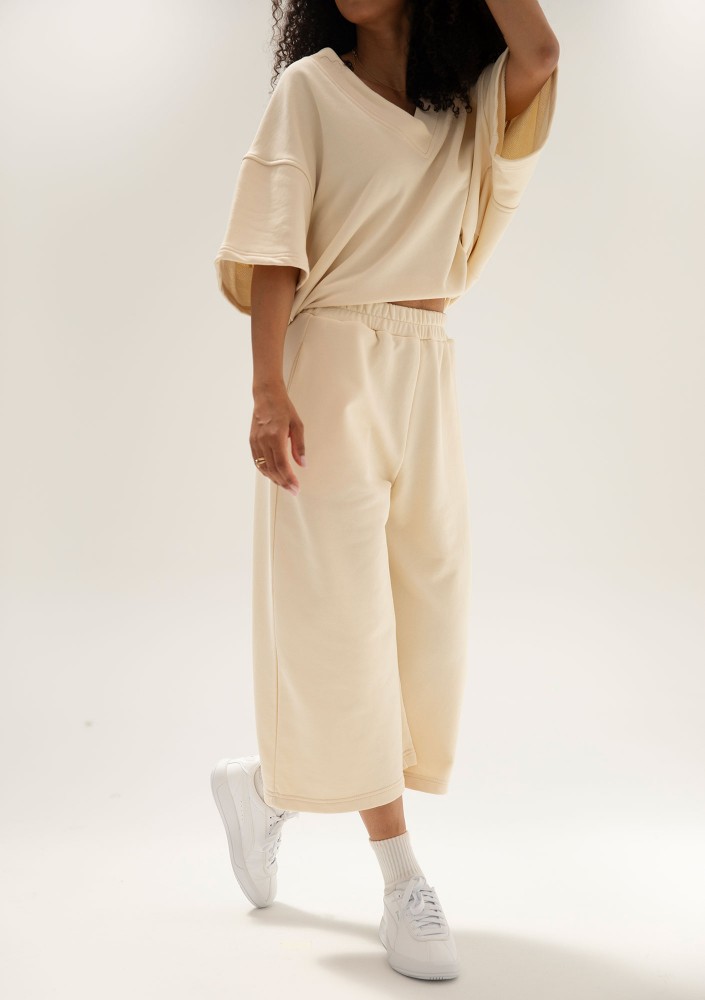 Cozy Flow - Creamy cotton culotte pants