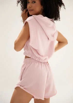 Sugar Fit - Pink boxy cropp sleeveless hoodie