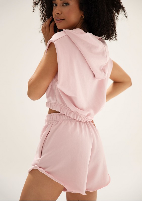 Sugar Fit - Pink boxy cropp sleeveless hoodie