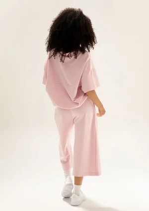 Cozy Flow - Pink oversized cotton v-neck sweatshirt