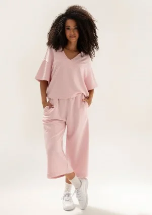 Cozy Flow - Pink cotton culotte pants