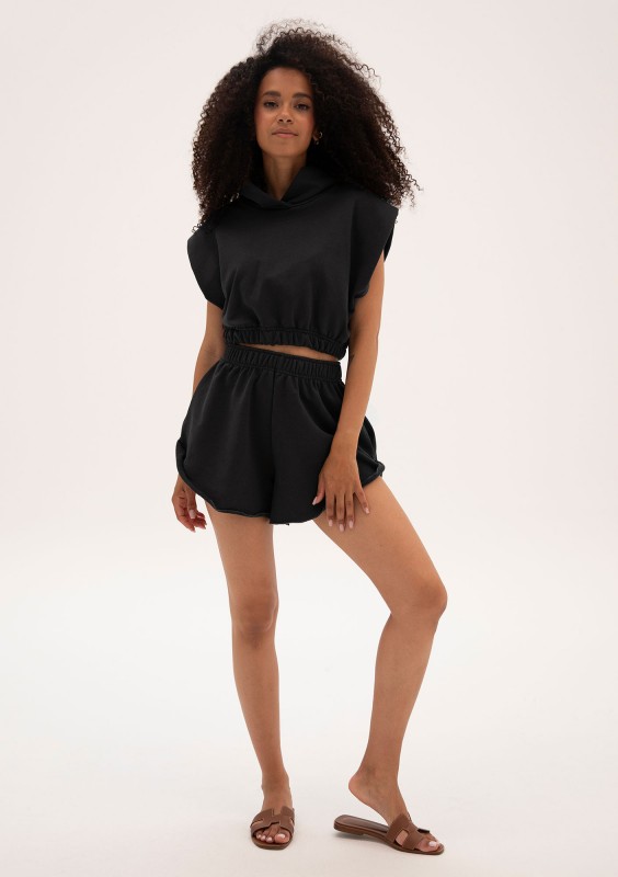 Sugar Fit - Black boxy cropp sleeveless hoodie