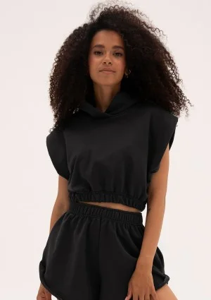 Sugar Fit - Black boxy cropp sleeveless hoodie